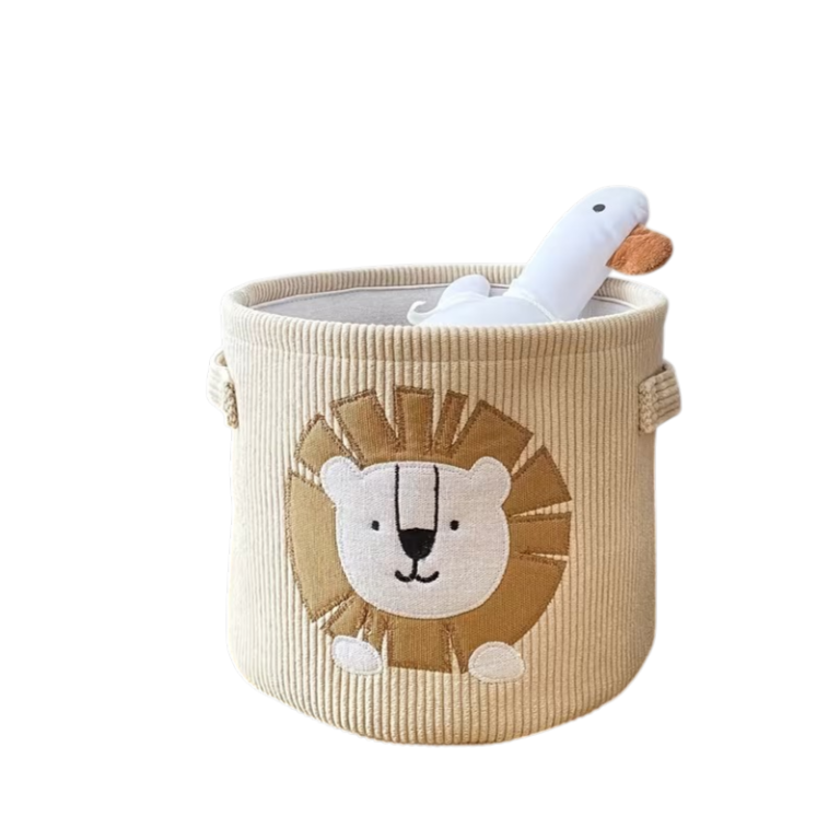 Foldbar opbevaringskurv med dyremotiv og sidehåndtag, 29 x 29 cm