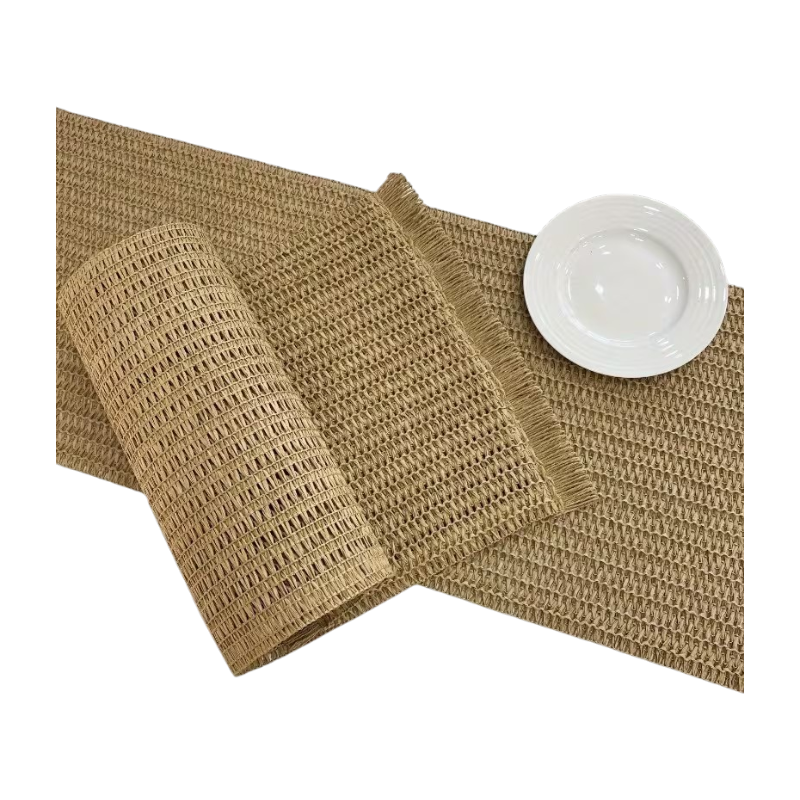 fa019331-f76e-4c4d-8f0a-da1f222264ad (8) Dekorativ bordløber med frynser i hæklet look – 30 × 155 cm - Billede 1
