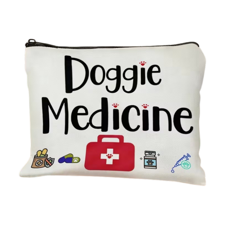 Medicinpose til hund med lynlås til medicin, tilskud og plejeartikler