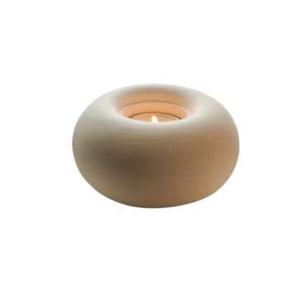 Donutformet keramisk lysestage til fyrfadslys og mindre bloklys