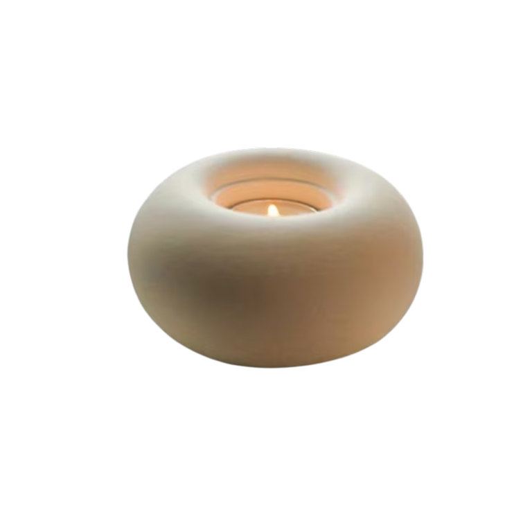 Donutformet keramisk lysestage til fyrfadslys og mindre bloklys
