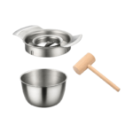 3-delt granatæbleudkerner i rustfrit stål med skål, separator og hammer