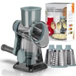 3-i-1 roterende rivejern med tre udskiftelige tromler, håndsving, nedstopper og sugefod