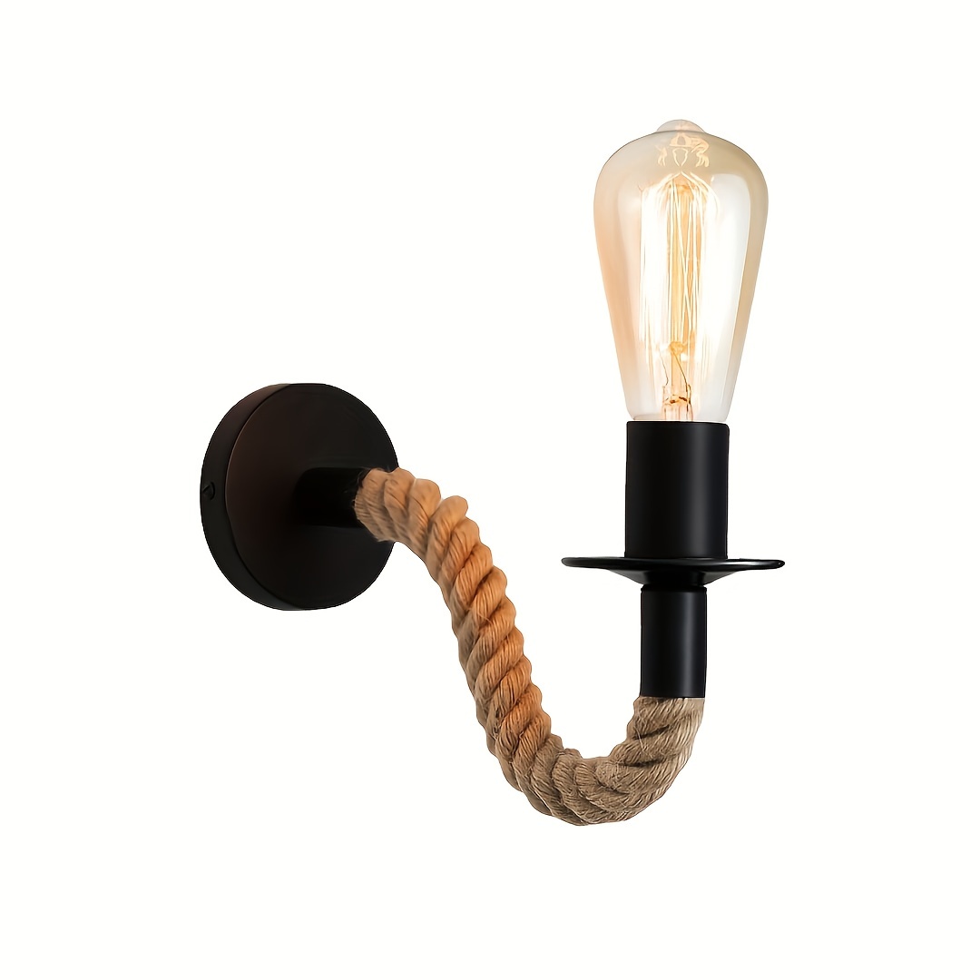 2205c9b905f4c3b54b545b8f5793b175.jpg Væglampe med dekorativt rebdesign og rund vægmontering uden pære
