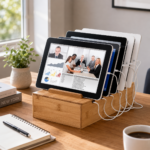 Opladningsstation i bambus til 5 telefoner og tablets - Billede 2