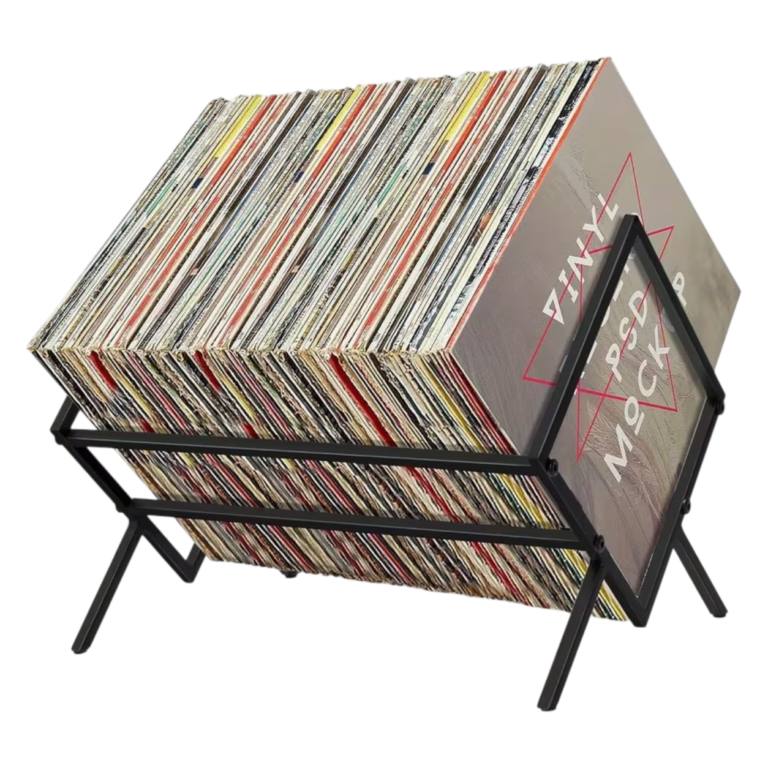 Vinylpladeholder i metal til opbevaring af 80-100 LP-plader