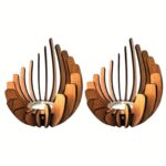 Lotusformede trælysestager til fyrfadslys med skulpturelt design – 2 stk.