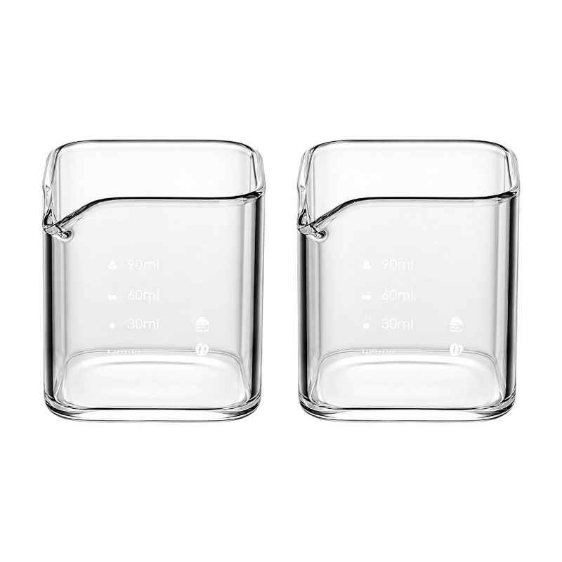 transparent (34) (25) 2 espresso shotglas i højborosilikatglas med 90 ml måleskala og hældetud til kaffemaskine og espresso