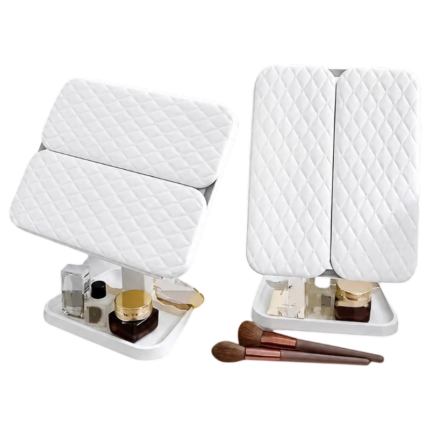 LED makeup-spejl med touchbetjening, foldbare sidepaneler og bordbase