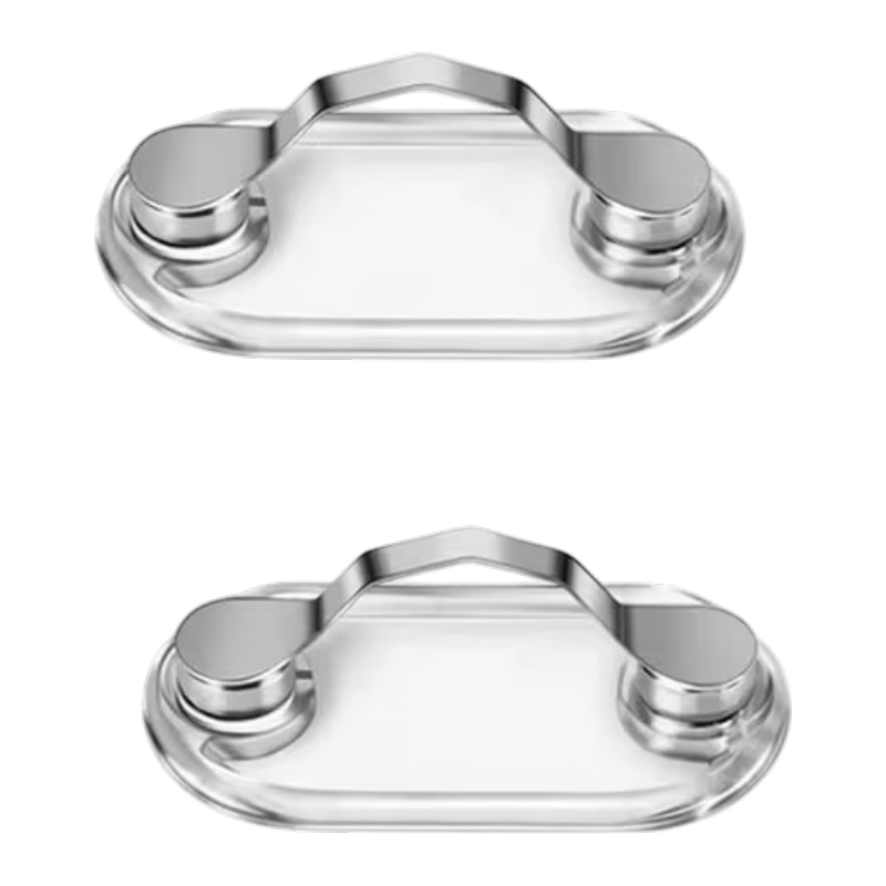 transparent (35) To magnetiske brilleholdere til tøj med metalbøjle, plastbase og magnetisk bagdel