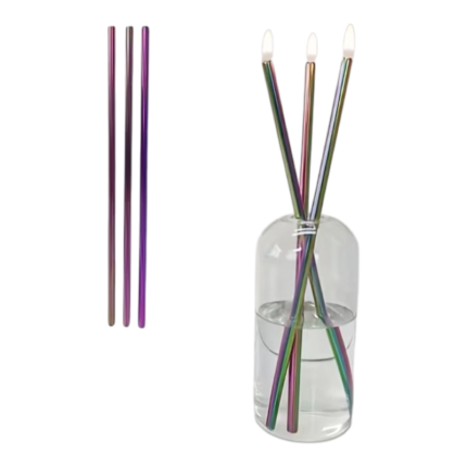 Tre genanvendelige olielampevæger i rustfrit stål med indvendig glasfiberkerne