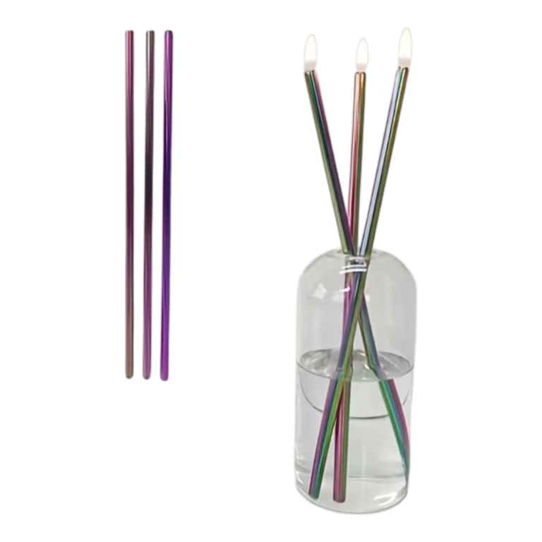 Tre genanvendelige olielampevæger i rustfrit stål med indvendig glasfiberkerne